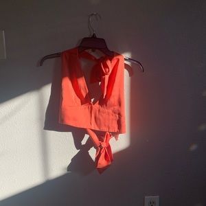 Paloma Wool Palace Silk Wrap Top- M/L in coral